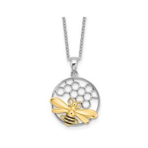 Yellow Bee Charm Pendant Necklace in Sterling Silver with Chain